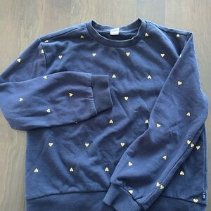 GAP Sparkly Gold Hearts on Navy Blue Sweatshirt